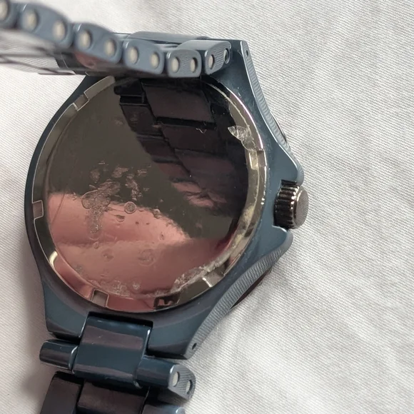 Isaac Mizrahi Live! Baguette Crystal Bezel Ceramic Link Watch - Picture 7 of 11